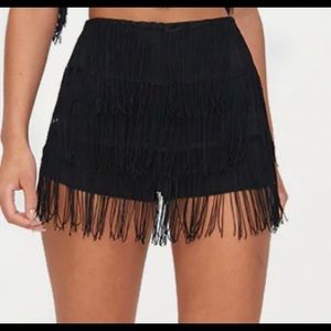 Black tired stringe shorts from prettylittlething
